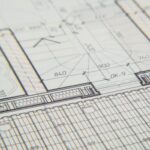 Close-up of an architectural blueprint showcasing intricate design details for a building layout.